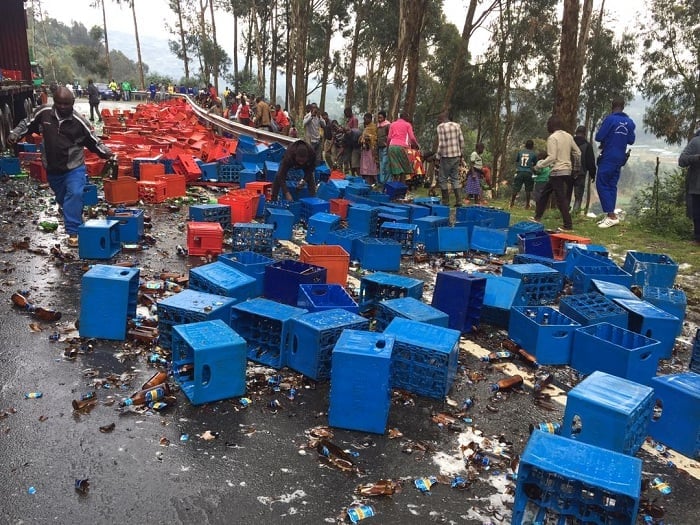 Rubavu: Imodoka ya Bralirwa itwara ibinyobwa yakoze impanuka birangirika