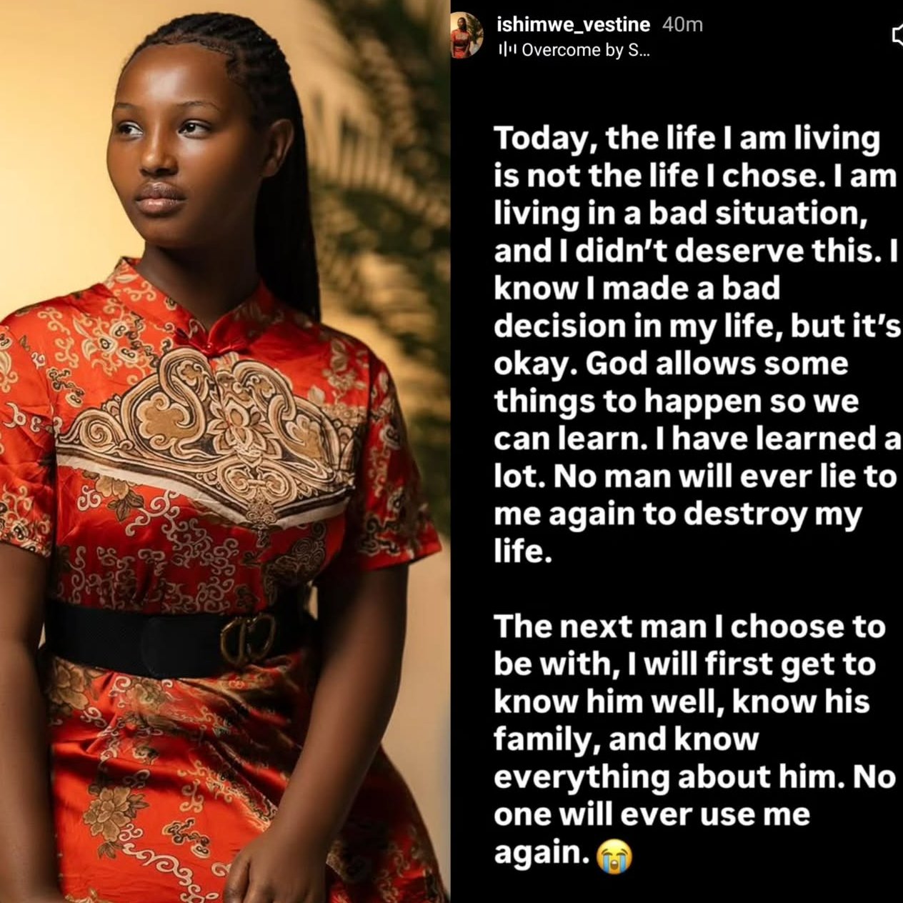 Umuhanzi Vestine yanze umugabo umaze amezi ane ashakanye na we